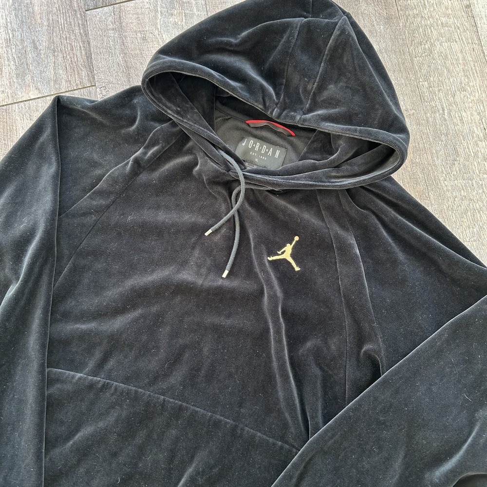 Nike Air Jordan Black Velour Hoodie (2017 Holiday) Men XL NBA Basketball hoodie
